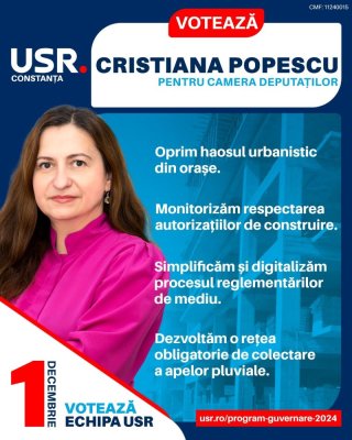 Candidata USR la Camera Deputaților: Cristiana Popescu, propuneri pentru spațiile verzi