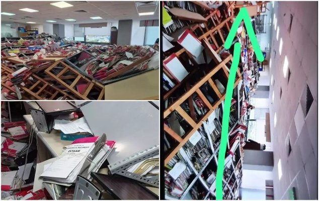 Grefieră de la Tribunal, în stare gravă după ce au căzut peste ea mai multe rafturi din arhivă