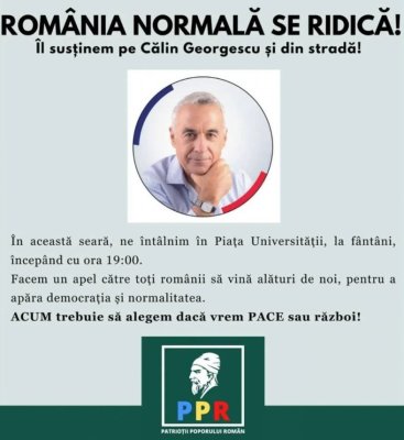 Apel la mobilizare în stradă pe rețelele sociale, în favoarea lui Călin Georgescu