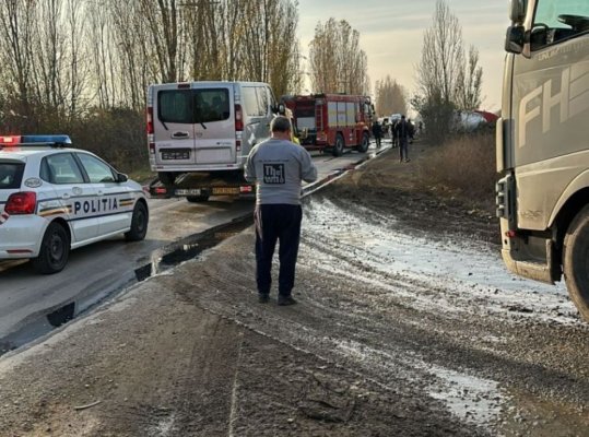 Accident grav între două cisterne, dintre care una încărcată motorină, și un autoturism, pe DN1A