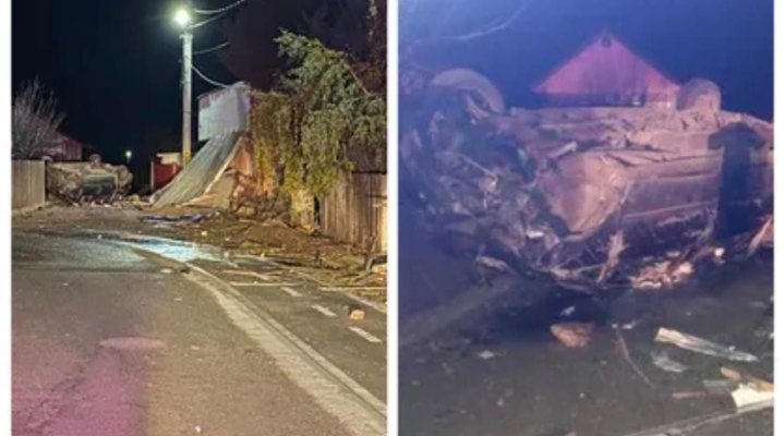 O mașină a lovit două racorduri de gaz. Pompierii au evacuat persoanele din casele din apropiere. Video