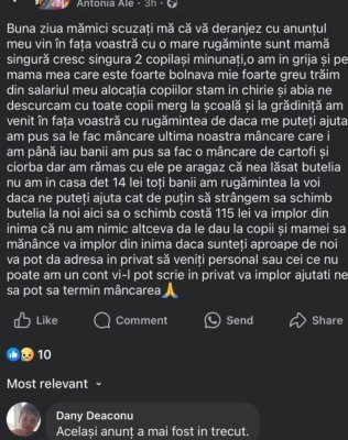 Apel la... înșelătorie! O așa zisă mamă cere bani pe net, că-i mor copiii de foame