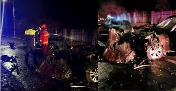 Doi tineri au ars de vii în propria maşină după un accident! Video