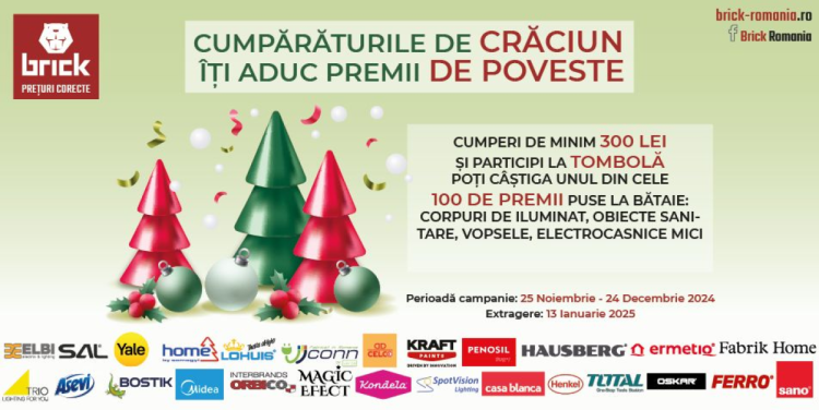 „Cumpărăturile de Crăciun, îți aduc premii de poveste“ – campania de sărbători din magazinele Brick