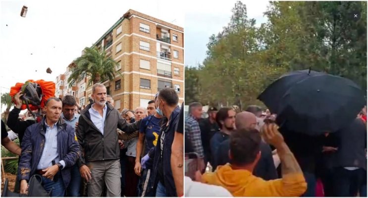 Revoltă în Spania. Regele Felipe și Regina Letizia au fost atacați cu noroi de sinistrații furioși