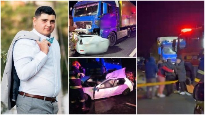Dragoş şi prietenul lui au murit într-un Logan strivit de TIR. Maşina a fost târâtă zeci de metri