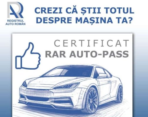 Registrul Auto Român emite, din 1 decembrie, certificatul RAR Auto-Pass