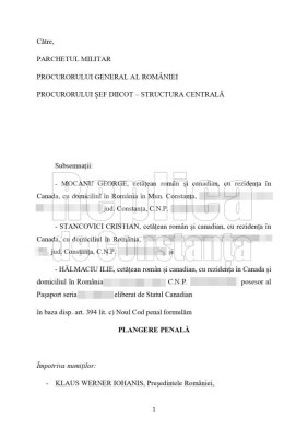 BOMBĂ! Trei cetățeni canadieni au depus plângere penală împotriva lui Klaus Iohannis și a Elenei Lasconi, pentru trădare!