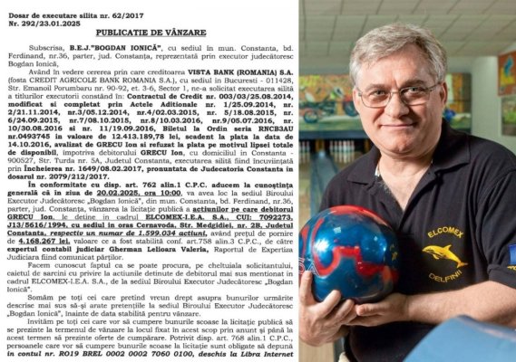 Dator vândut la bănci. Executorii i-au scos la licitație acțiunile lui Grecu, de la Elcomex