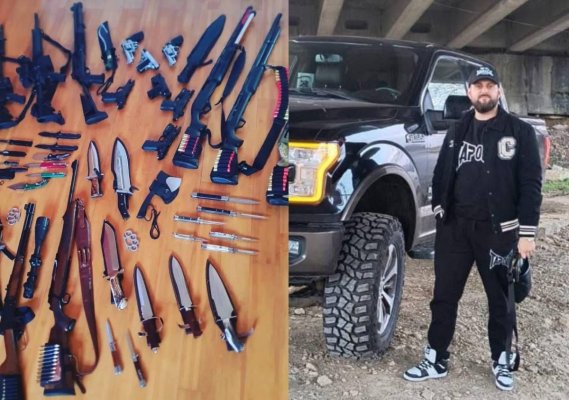 Un constănțean se laudă cu arsenalul de arme albe și de foc! Video