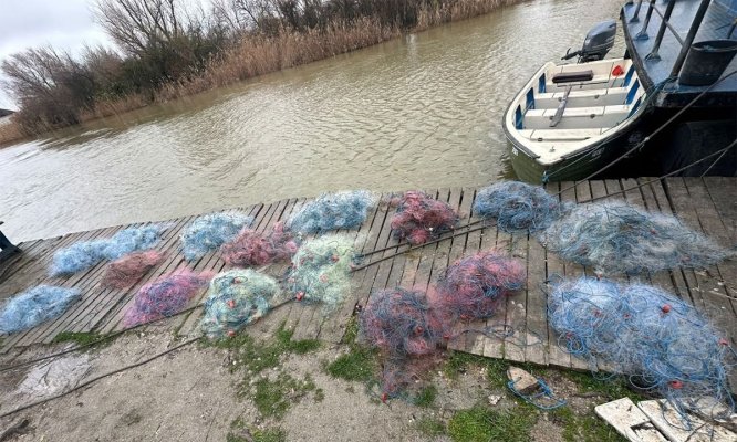 Captură impresionantă de pește, descoperită în lacul Leahova de către polițiștii de frontieră tulceni