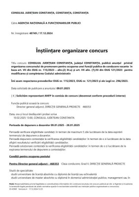 La concursul pentru postul de director adjunct în Consiliul Județean nu s-a înscris nimeni