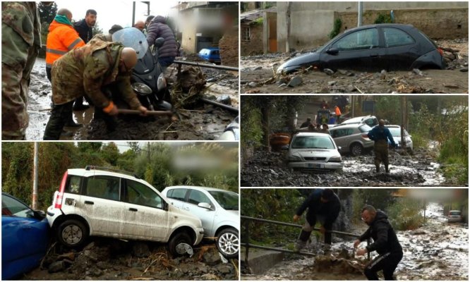 Italia, măturată de ploi torenţiale. Străzi acoperite de apă, copaci căzuţi şi maşini luate pe sus de şuvoaie. Video