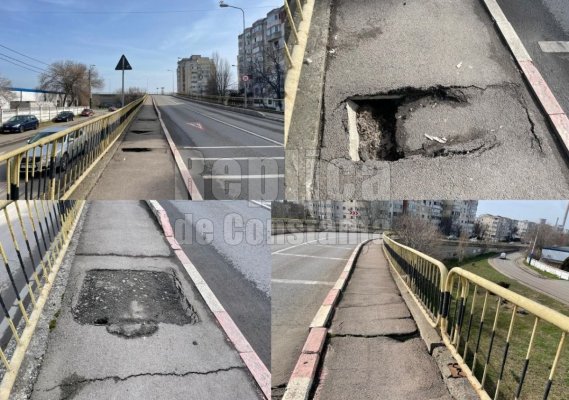Trotuarul podului rutier din Km 4-5, un real pericol pentru pietoni. Video