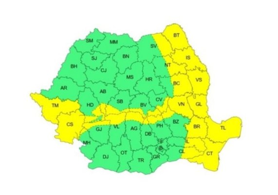 Alertă meteo - Meteorologii au emis cod galben pentru mare parte din țară
