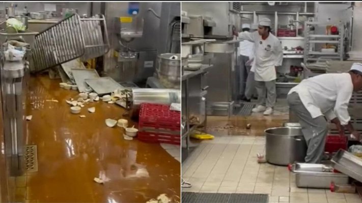 Clipe de coșmar la bordul unei nave de croazieră, prinse în mijlocul unei furtuni