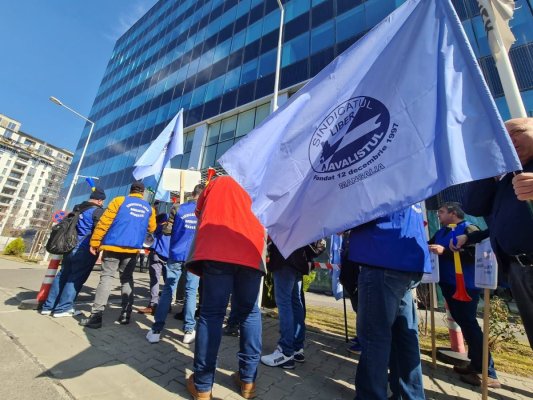 Sindicaliștii de la Șantierul Naval Damen Mangalia au protestat, astăzi, la București