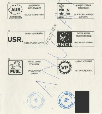 Cum vor arăta buletinele de vot pentru alegerile prezidențiale