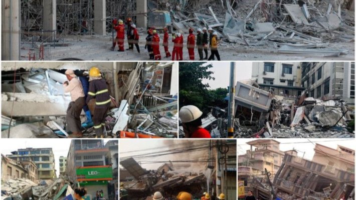 Două cutremure mari au lovit din nou Myanmar, unde sunt peste 1.700 de morți după seismul de vineri