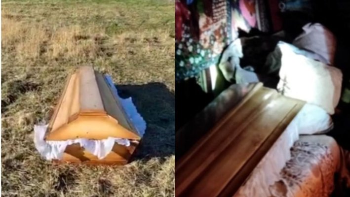 Caz șocant în Vaslui. Un sicriu a fost abandonat pe câmp