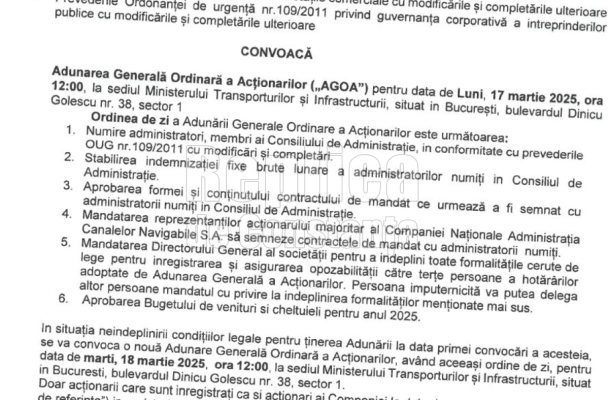 Blocaj și incompetență! Administraţia Canalelor Navigabile a rămas fără Consiliul de Administrație, din cauza unei agenții a statului