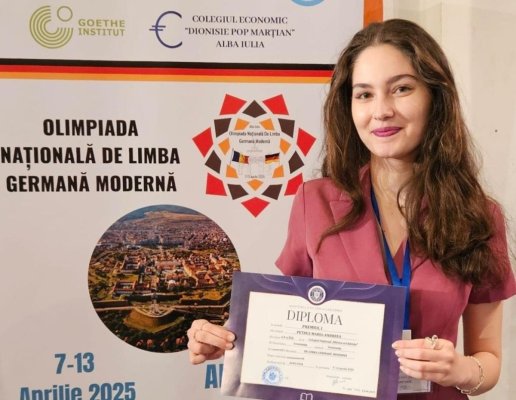  O elevă de la Colegiul Naţional „Mircea cel Bătrân“, premiată la Olimpiada Națională de Limba Germană Modernă