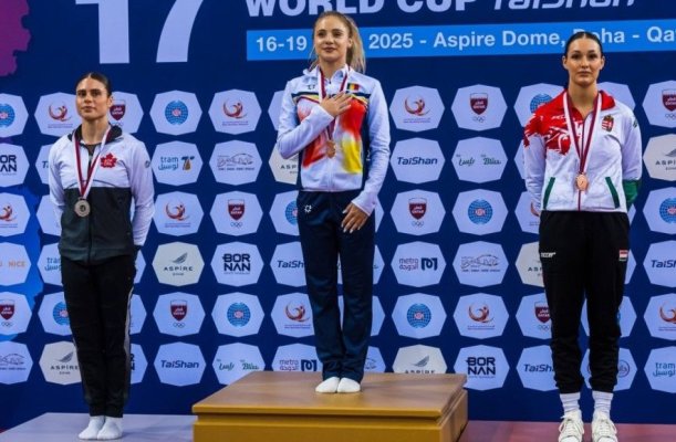 Constănțeanca Sabrina Voinea, medaliată cu aur la sol, la Cupa Mondială de la Doha. Video