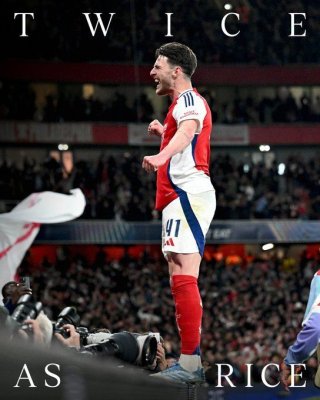 Declan Rice (Arsenal), primul jucător care a marcat de două ori din lovitură liberă în fază eliminatorie din Liga Campionilor