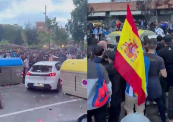 O maşină a intrat într-un grup de suporteri, înaintea meciului dintre Espanol şi Barça. 13 răniți. Video