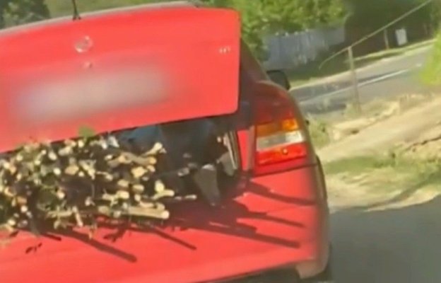 Copil de 10 ani, filmat stând în portbagajul deschis al unei mașini aflate în mers. Video