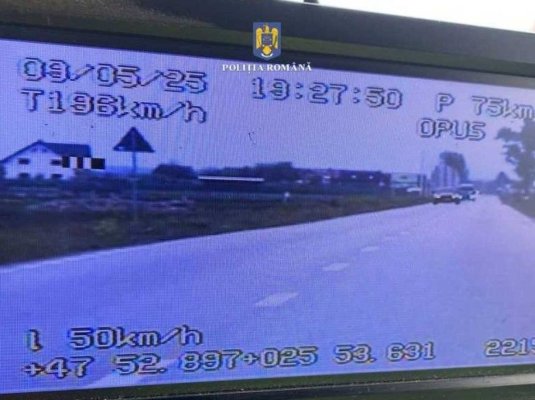 Tânăr de 20 de ani, prins rulând cu o viteză de aproape 200 km/h, pe un drum județean