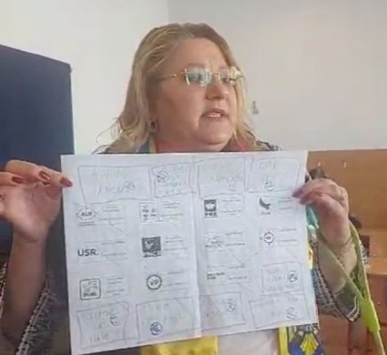 Diana Șoșoacă, show de zile mari în secția de votare!  A votat la vedere cu Corneliu Zelea Codreanu, Vadim Tudor, Nicolae Ceaușescu.Video