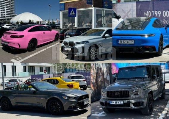 Showroom cu mașini de lux în parcările cluburilor din Mamaia. Video 