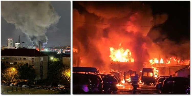 Incendiu uriaș în Timișoara, la o hală industrială. Oamenii au spus că au auzit explozii