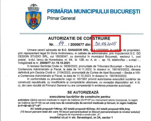 Sanador îl contrazice pe Emanuel Ungureanu: Am cerut Primăriei Capitalei autorizaţie pentru extinderea Centrului Oncologic