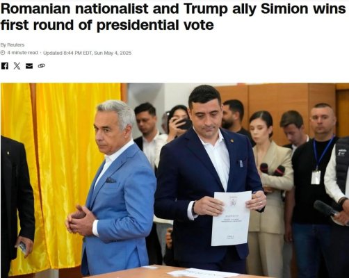 Ce zice presa din SUA despre alegerile din România: Simion, aliatul lui Trump, a câștigat primul tur al alegerilor prezidențiale 