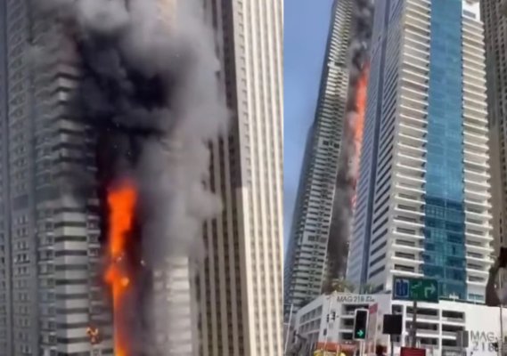 Un zgârie-nori de 67 de etaje din Dubai a fost cuprins în flăcări. „Am scăpat la limită!“ Video