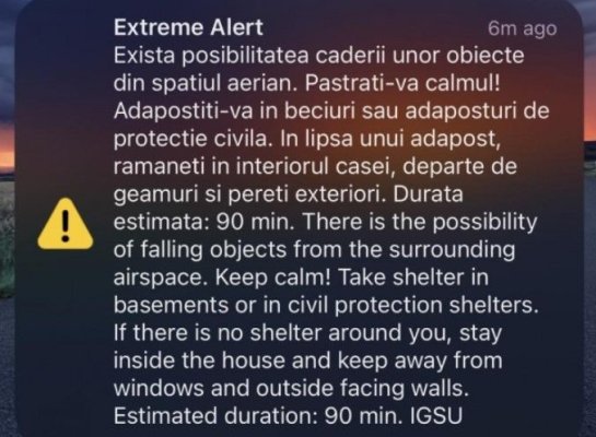 Un australian care se afla într-un avion a primit mesaj RO-Alert privind dronele rusești