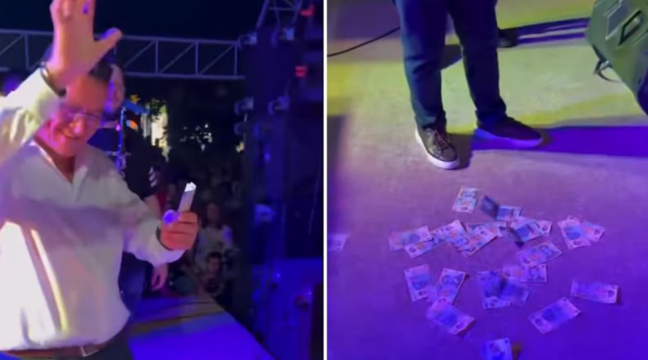 Că tot se pun taxe în cârca românilor... Un primar PSD, filmat când aruncă cu bani la o petrecere cu manele. Video
