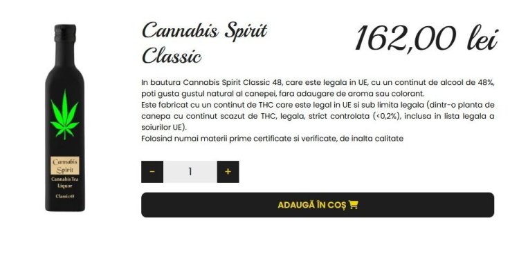 Alertă! Canabis Spirit Clasic, băutură alcoolică cu substanță psihoactivă, se vinde „legal“, pe internet! 