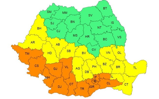 Cod portocaliu de caniculă în 12 județe și în București