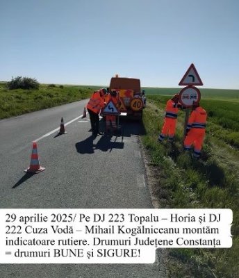 Drumuri Județene Constanța montează  indicatoare rutiere DJ 223 Topalu – Horia