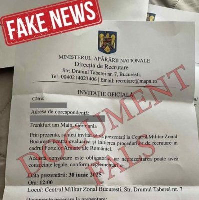 Recrutare falsă în numele MApN, pentru diaspora!