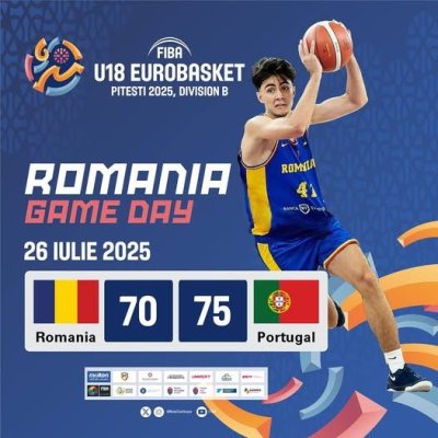 Baschet masculin: România, învinsă de Portugalia, la EuroBasket U18, de la Pitești