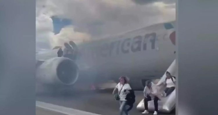 Momente de panică! Avion în flăcări: pasageri, evacuați de urgență