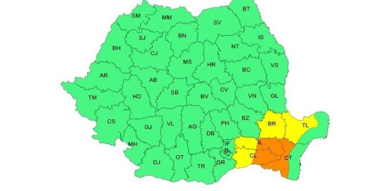Cod portocaliu de caniculă pentru vestul județului Constanța!