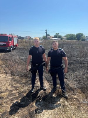 Jandarmii și polițiștii au sprijinit stingerea unui incendiu în Costinești