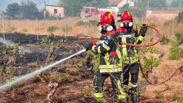  Pompierii români intervin pentru limitarea efectelor unui incendiu de vegetație produs în estul Atenei. Video