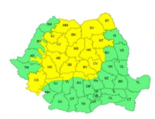 Ploi, vijelii și grindină în jumătate de țară. Meteorologii au emis cod galben 