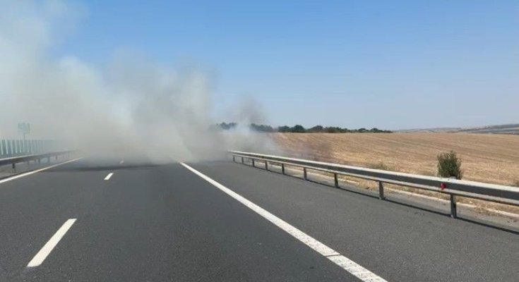 Incendiu de vegetație pe A2, la Km 192! Video